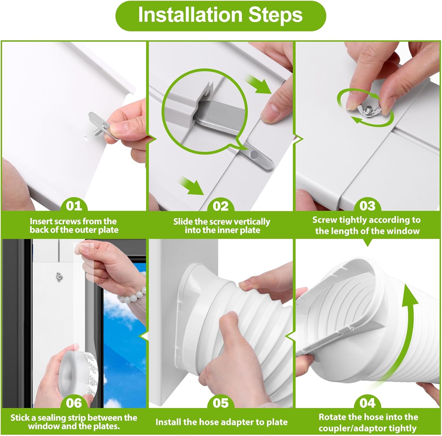 Upgrade Portable ac Window Vent Kit,ac Window Seal Kit,Portable Air Conditioner Window Kit Adjustable Length from 17" to 60" for Sliding Window,Portable ac Window Kit