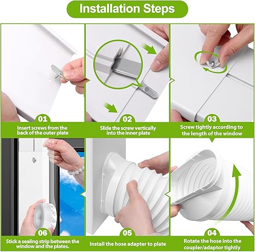 Miniatura 7 de Kit de ventilación portátil de ventana de CA, kit de sellado de ventana de CA, kit de ventana de aire acondicionado portátil, longitud ajustable de