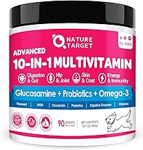 NATURE TARGET Dog Vitamins Powder, Probiotics & Digestive Enzymes for Gut Health, Glucosamine & Chondroitin & Omega 3, Complete Supplement for Homemade Dog Food, Joint & Skin & Immune Support
