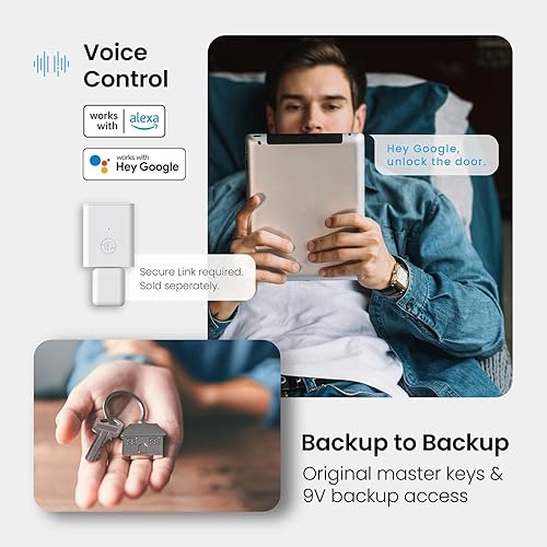 Miniatura 8 de Lockly Secure Plus, cerradura de puerta de entrada sin llave, cerraduras inteligentes para puerta delantera, cerrojo de bloqueo inteligente, teclado