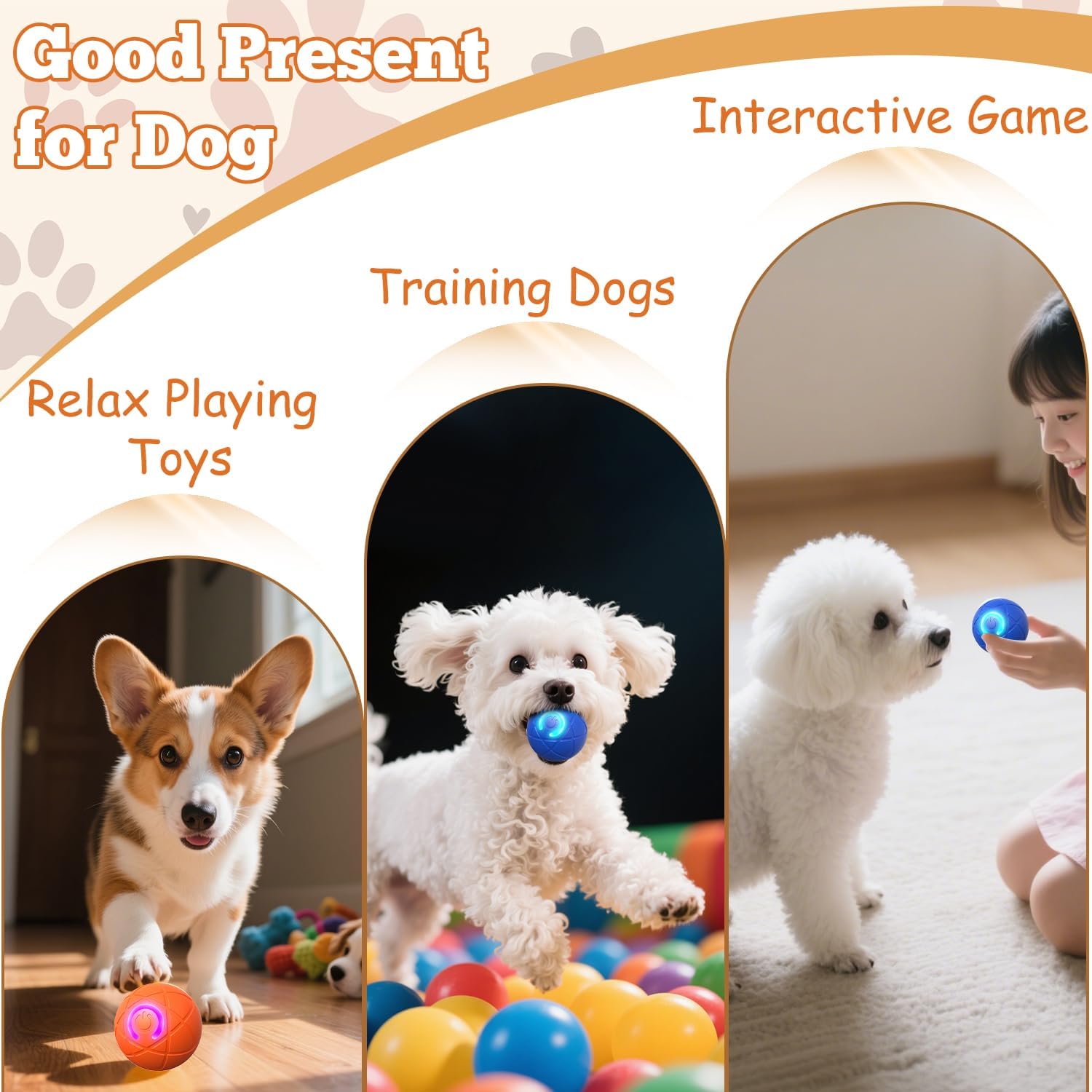 2 PCS Interactive Dog Ball, [2026 Newly Upgraded] Automatic Moving & Bouncing Dog Toy to Keep Them Busy,Pet Vibrating Ball for Dogs/Cats, Durable Pet Balls for Small&Medium Dogs(Blue & Orange)