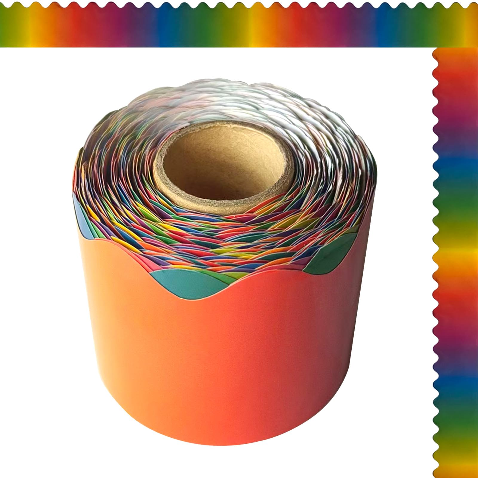 Bulletin Board Border Trim Rainbow Color Display Borders Classroom Decoration for Colorful Theme Party/School/Office/Chalkboard, 65.6 ft