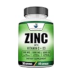 American Standard Supplements Zinc 100mg, Vitamin C 1000mg, and Vitamin D3 5000 IU (125mcg) Per Serving - Gluten Free, Non-GMO, 60 Capsules, 30 Servings
