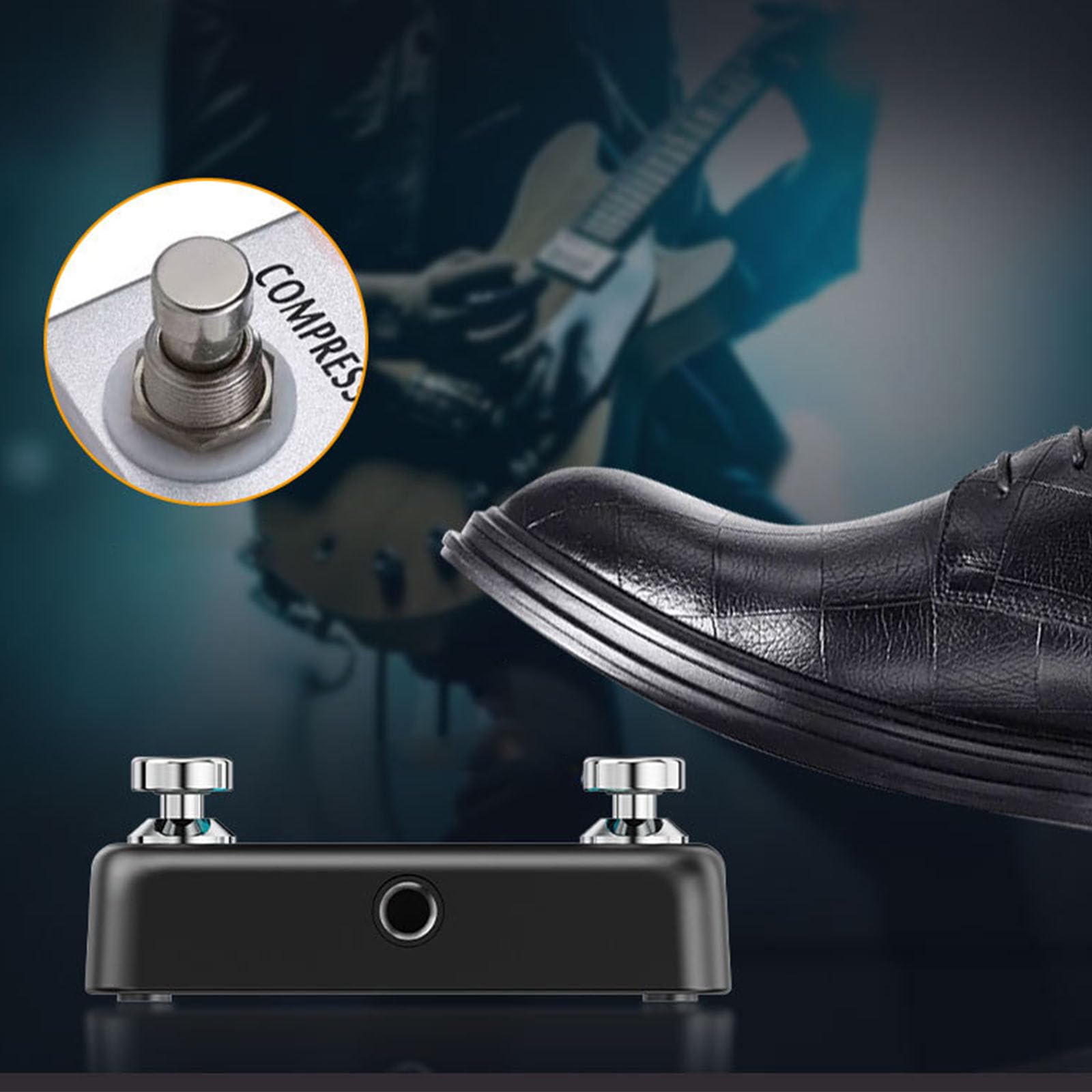 Precisions Control - Pedal de doble pie para pedal de pedal de pedal de pedal de interruptor instantáneo, tablero para pedal de efecto de guitarra