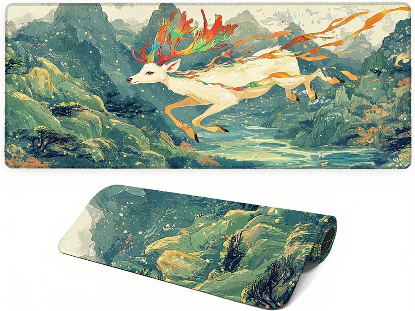 YF-3188 Podkładka pod mysz XXL, 1600 x 800 x 3 mm, zwierzęta, bardzo duża podkładka pod mysz, antypoślizgowa, gumowa podstawa, niebieska, duża, nadaje się do prania, precyzyjna i szybka gamingowa
