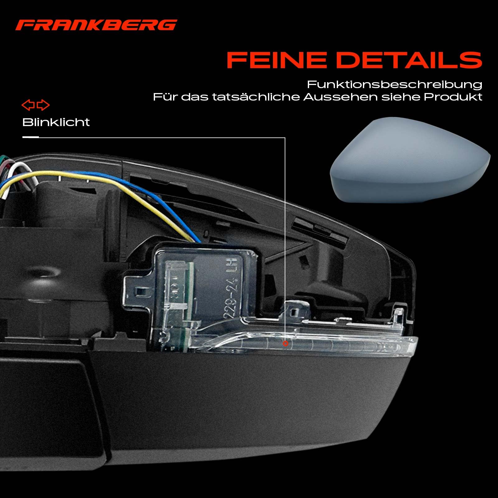 Frankberg Specchio Specchietto Retrovisore Elettrico Sinistra 6 poli &-Riscaldabile &-Luce lampeggiante Compatibile con Polo 2009-2022 Polo Berlina 2014-2020 Polo Van 2009-2017