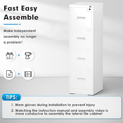 Miniatura 100 de Greenvelly Archivador D de 18 pulgadas, archivador de 3 cajones con cerradura, archivador vertical con bloqueo para oficina en casa, archivador