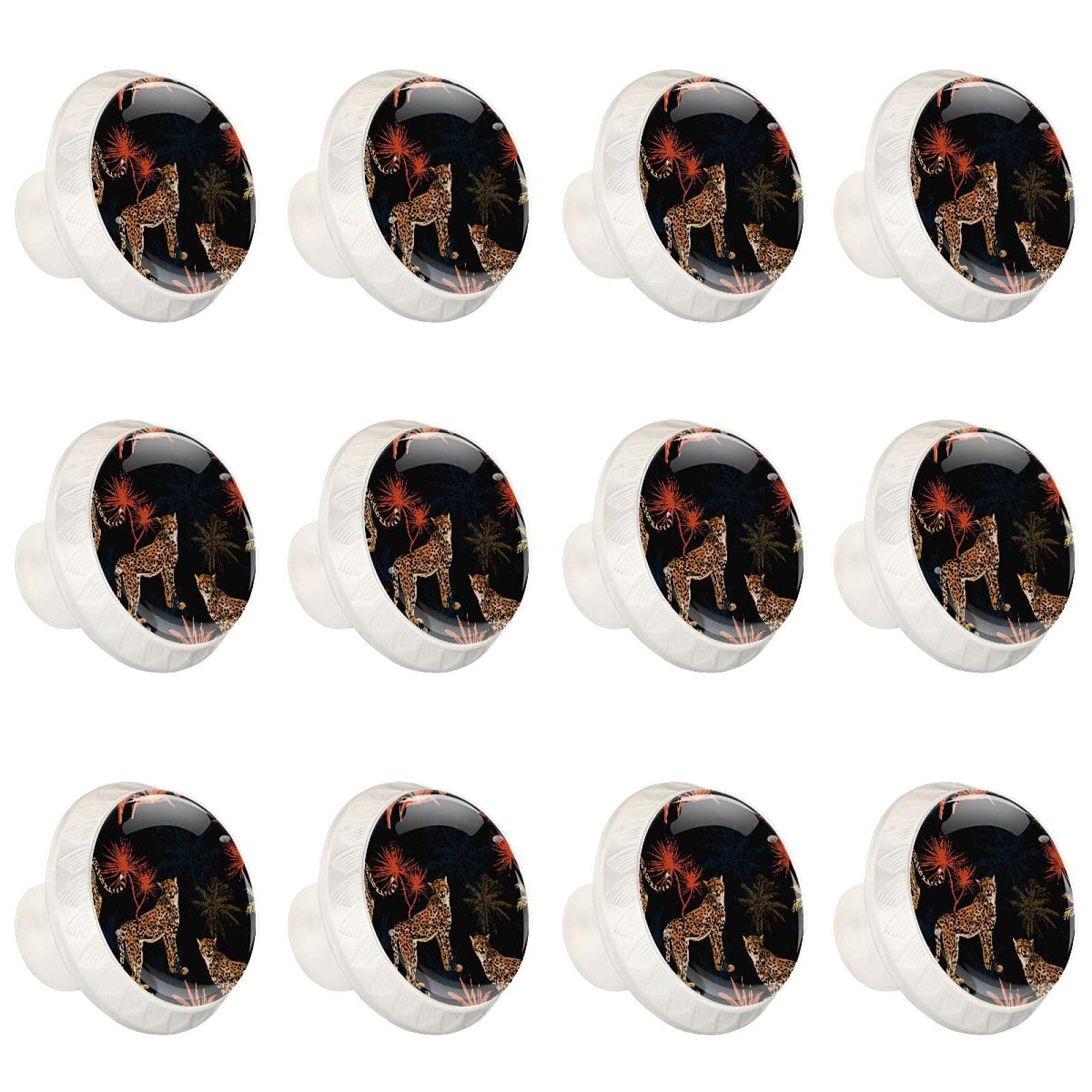 Boutons d'armoires ronds motif léopard africain poignées de tiroirs de qualité