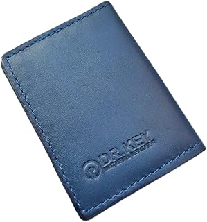 محفظة بطاقات من الجلد الطبيعي ثنائية الطبقات قابلة للطي دكتور كي (لون كحلي) - 2007, 7*10.5، للبالغين الجنسين