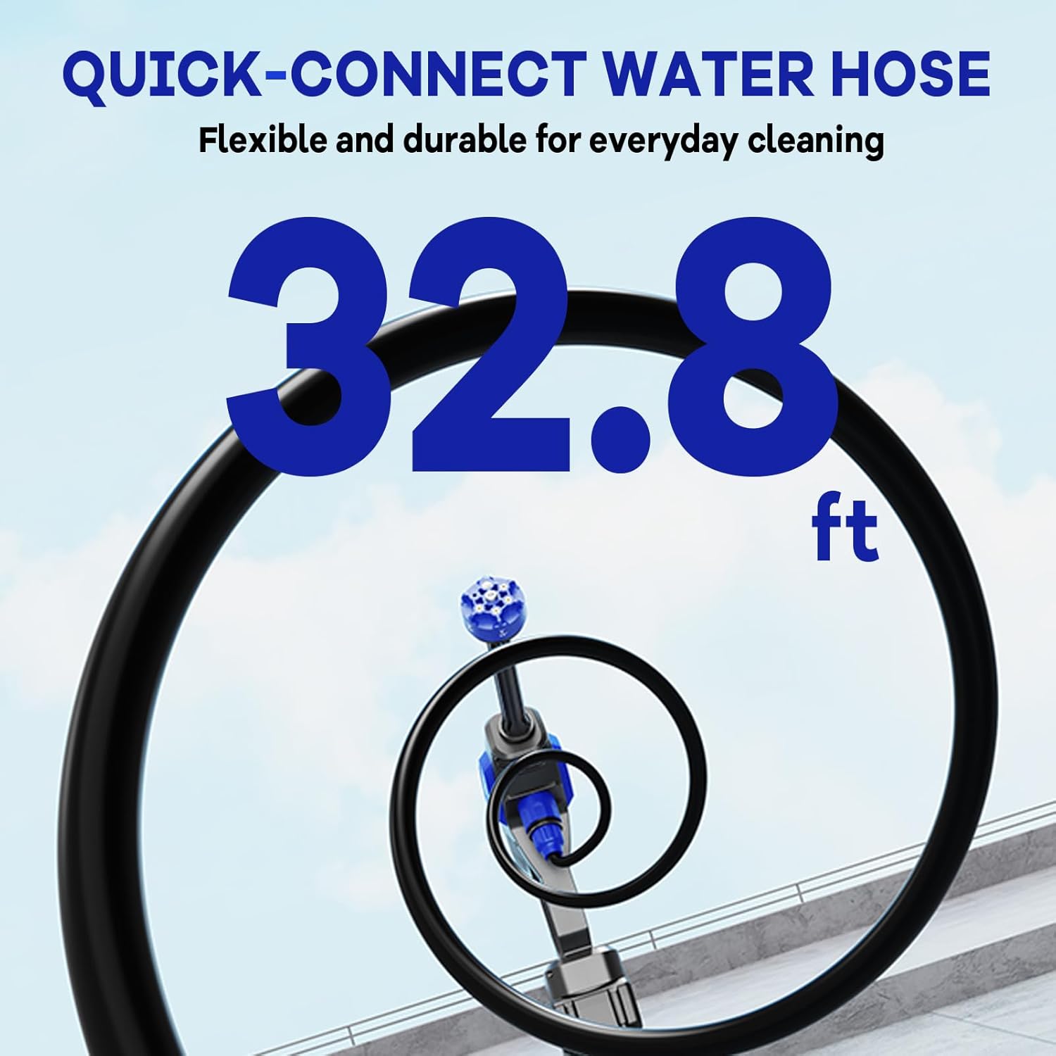 Cordless Pressure Washer, 522 PSI Portable Power Washer with 33ft Hose, Battery Powered Pressure Washer with Universal Faucet Adapter for Car, Home, Garden (Blue)