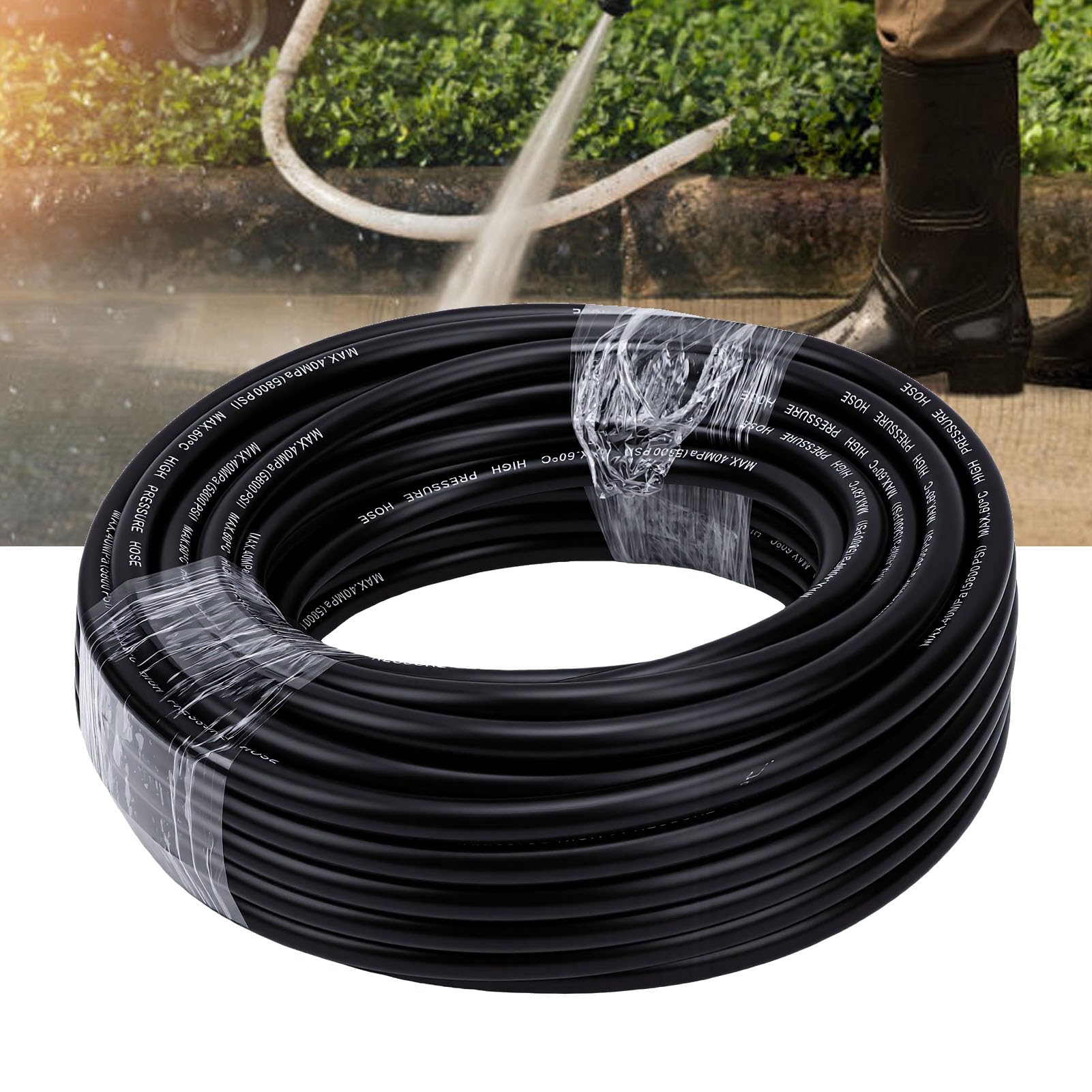 Kit Tubo Flessibile per Fognatura 20M, Adatto per K2-K7 | Tubo Prolunga Per Idropulitrice, Camera D'aria In PE Da 20 Metri, Set Multi Ugelli, Adattatore In Nylon, Per La Pulizia