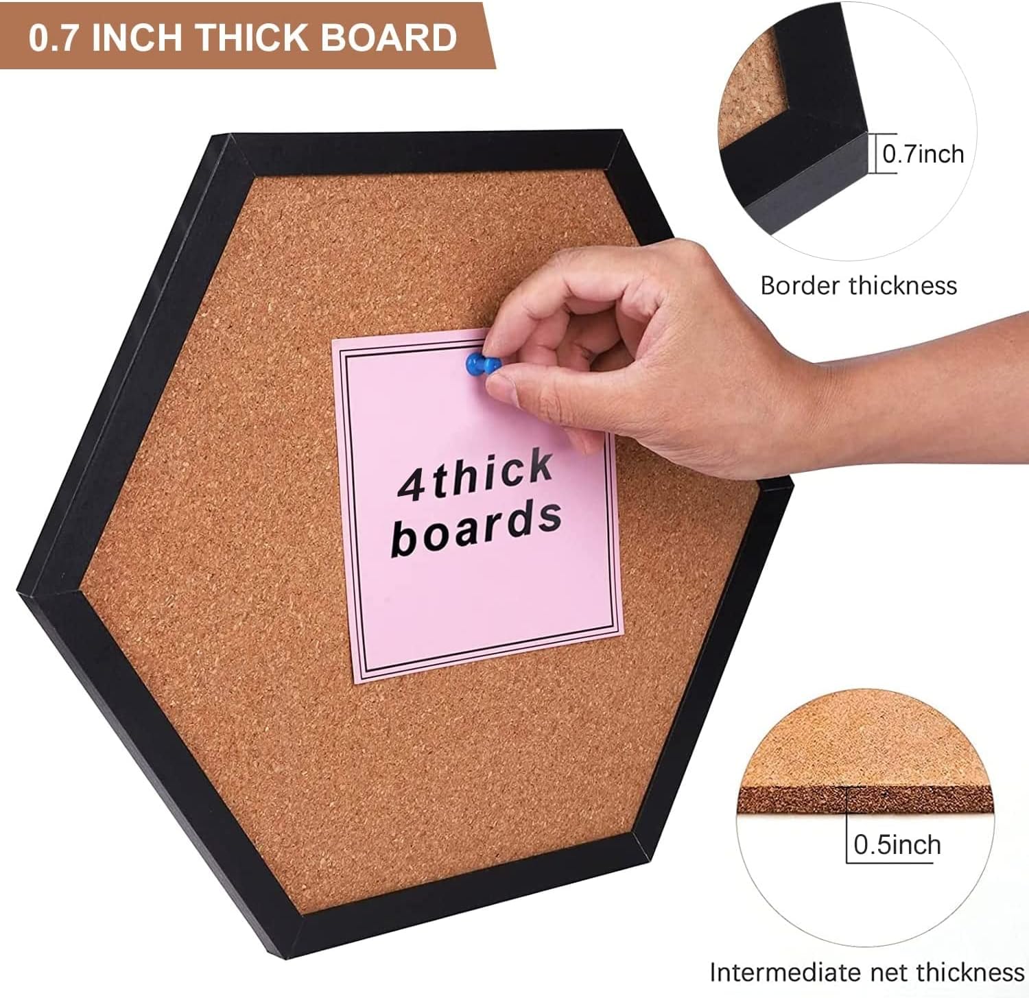 Cork Board Bulletin Board, Cork Boards for Walls with Frame, Pin Board for Walls, Black Corkboard, Perfect for Home Office Decor, Home School Message Board or Wall Mounted Picture Vision Board(4pack).