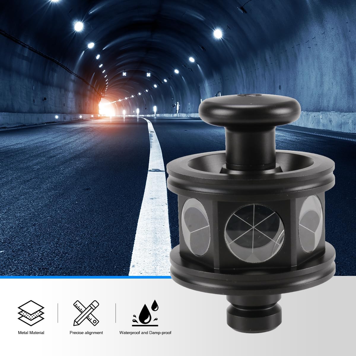 ATP3 360 Prism Total Station Prism, 360° Reflector Prism with Mini Design & Protective Case for Surveying, Compatible with Swiss-Style Robotic Total Stations