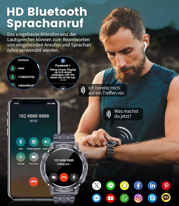 LIGE EF1 PRO Férfi Okosóra 1.43" AMOLED Kijelzővel - Bluetooth Hívás, 170+ Sportmód, 24/7 Pulzusmérés, IP68 Vízállóság, Android/iOS Kompatib