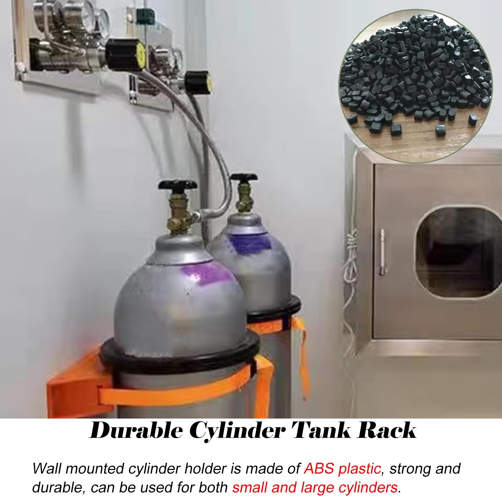 Estante cilíndrico de oxígeno, estante de cilindro de gas ajustable para montar en la pared, estante organizador ABS con correa de 39 pulgadas y 2 tornillos de fijación, perfecto para uso doméstico o