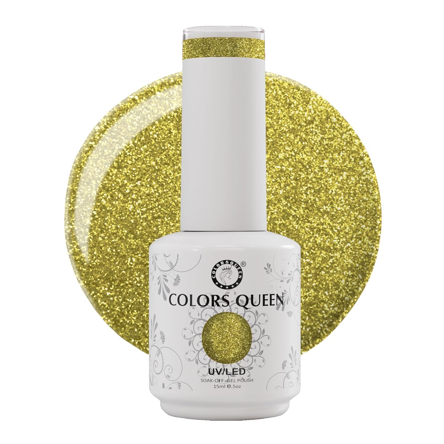 UV/LED Soak-Off Gel Nail Polish, Shade 182, Glitter Gold, 15ml, Long Lasting, High-Gloss Finish, Quick Drying-image-40