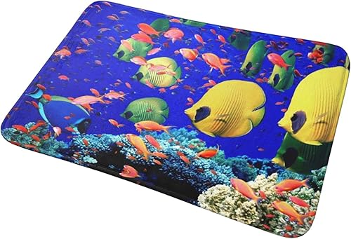 Miniatura 9 de SUROLA Alfombra de peces marinos para sala de estar dormitorio antideslizante impermeable de poliéster suave lavable