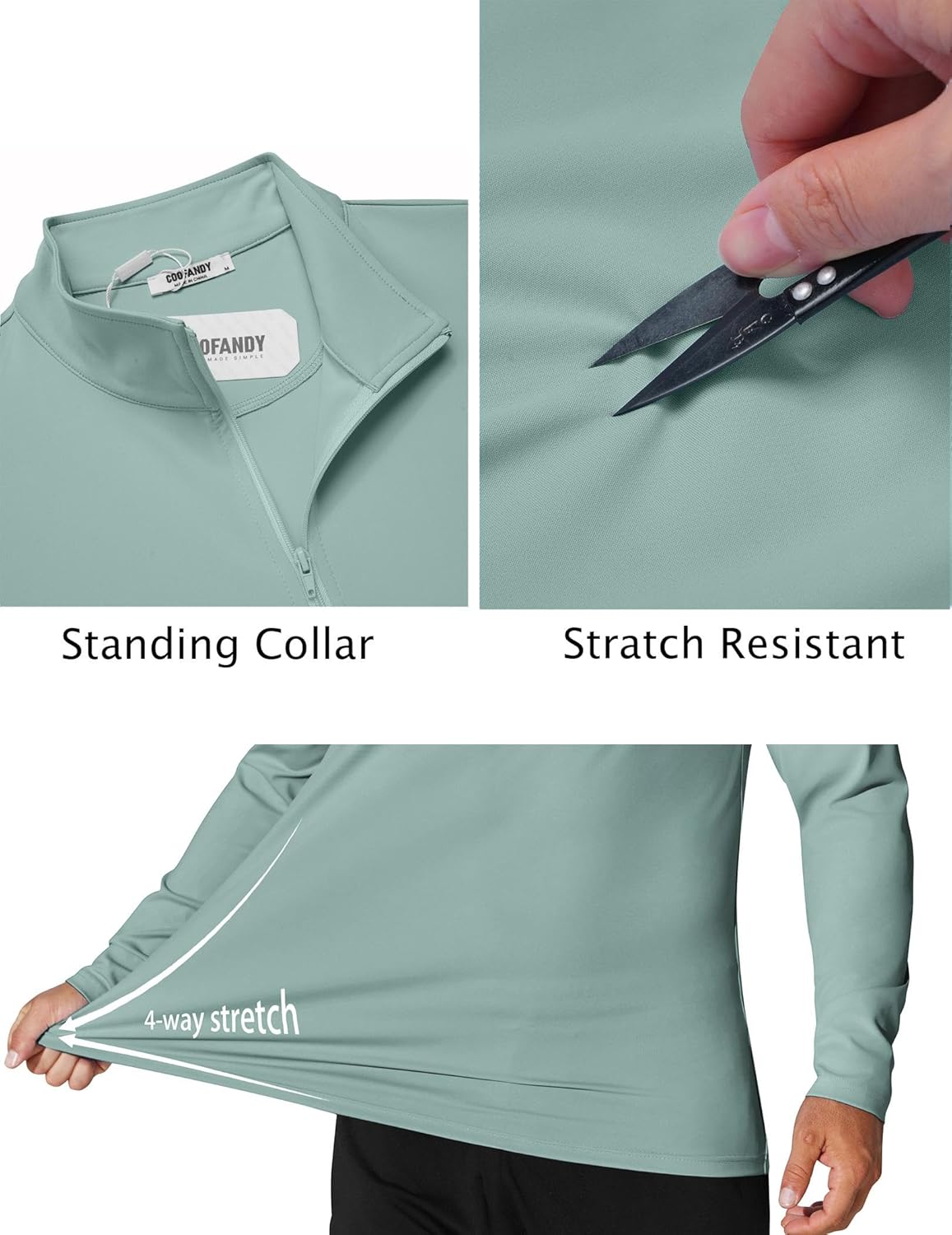 COOFANDY Mens Quarter Zip Pullover Athletic Shirt Long Sleeve Sun Protection Shirt Golf Zip Up Lightweight T Shirts for Man - Image 6