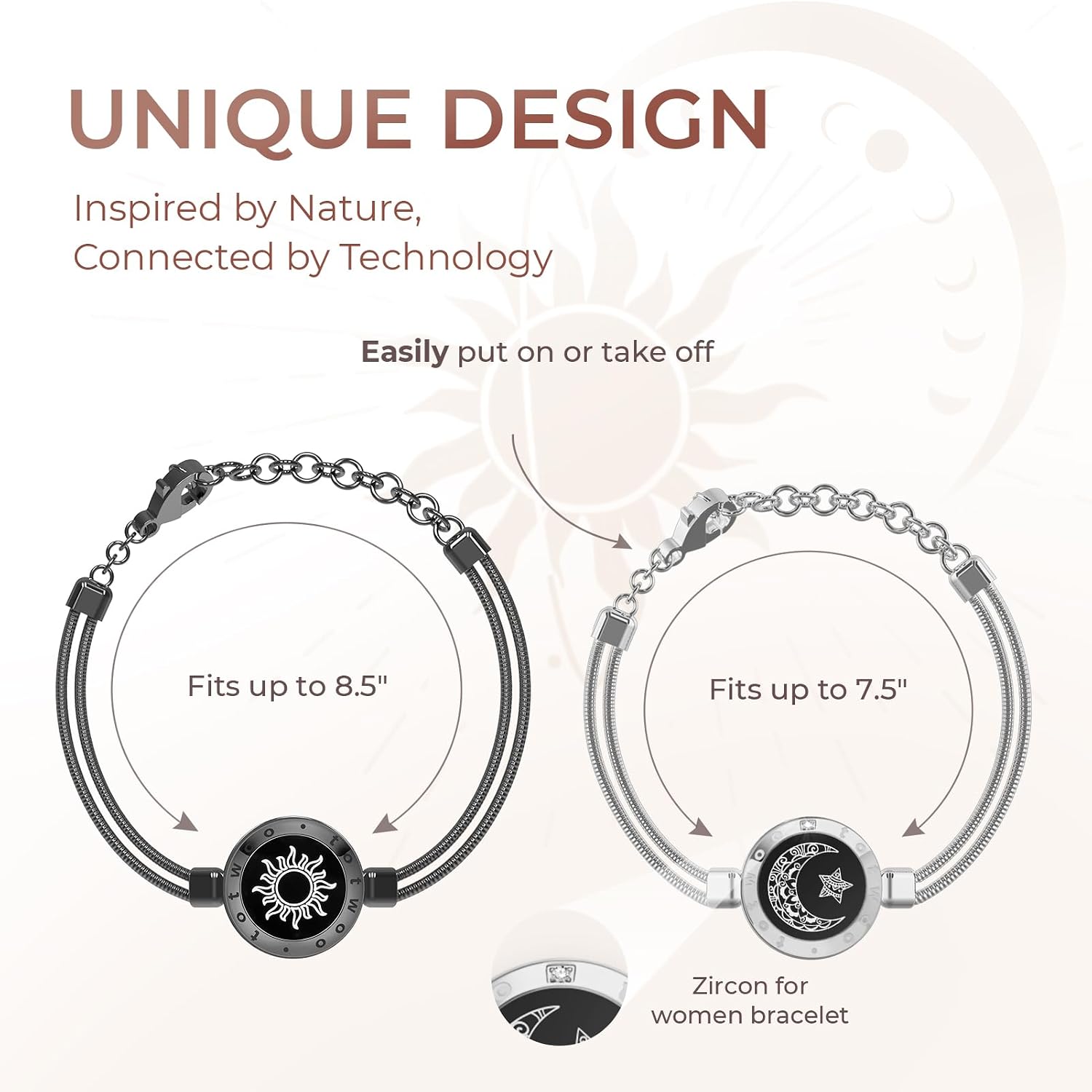 TOTWOO Sun and Moon Long Distance Touch Bracelets for Couples image 4