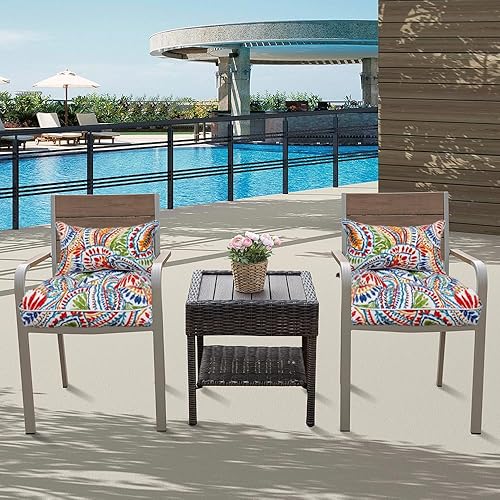 Miniatura 6 de JMGBird Paquete de 2 cojines de asiento y respaldo de patio de 19 x 19 pulgadas con lazos para sillas de muebles de patio, decoración del hogar y