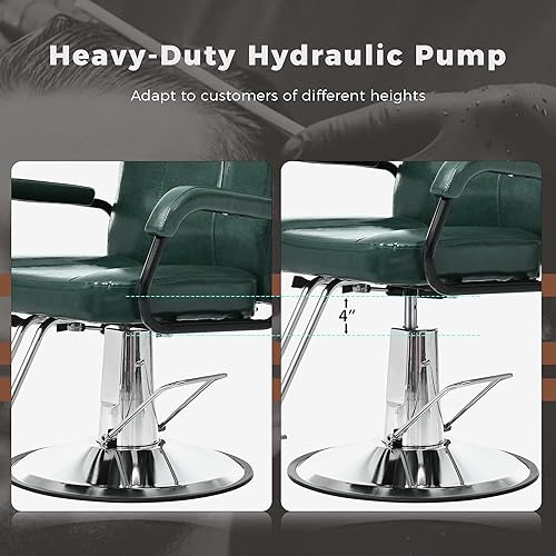 Vista 7 de Silla de peluquería reclinable de lujo con bomba de alta resistencia, asiento extra ancho y bomba hidráulica de alta resistencia para salón