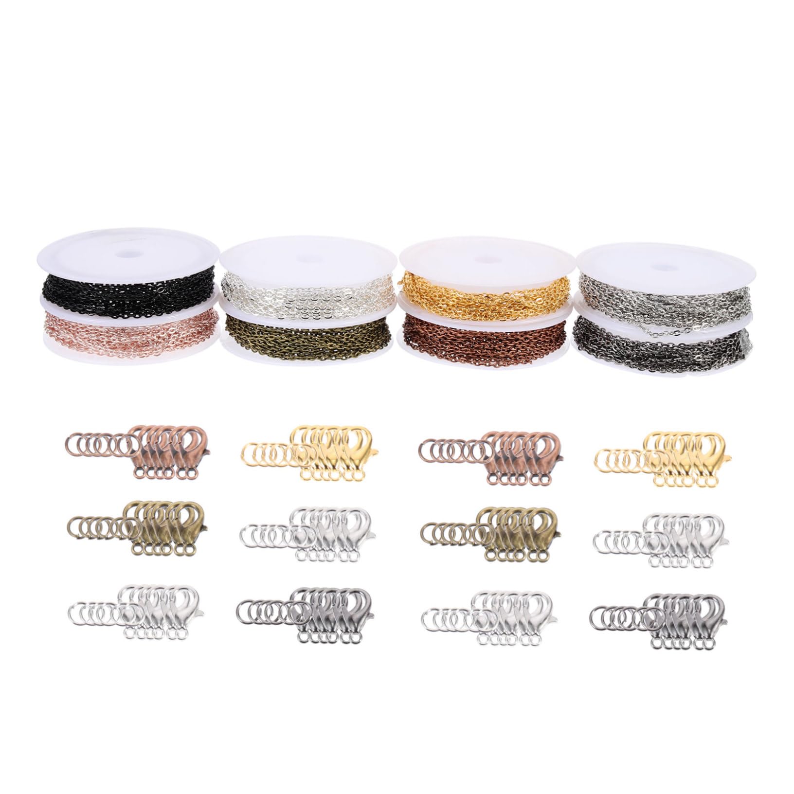 Angoily Catene per Creazione Gioielli Kit Accessori Gioielli Moschettoni Anelli di Congiunzione Catene per Bracciali Collane Fai da Te Materiale Versatile per Manutenzione Decorazione