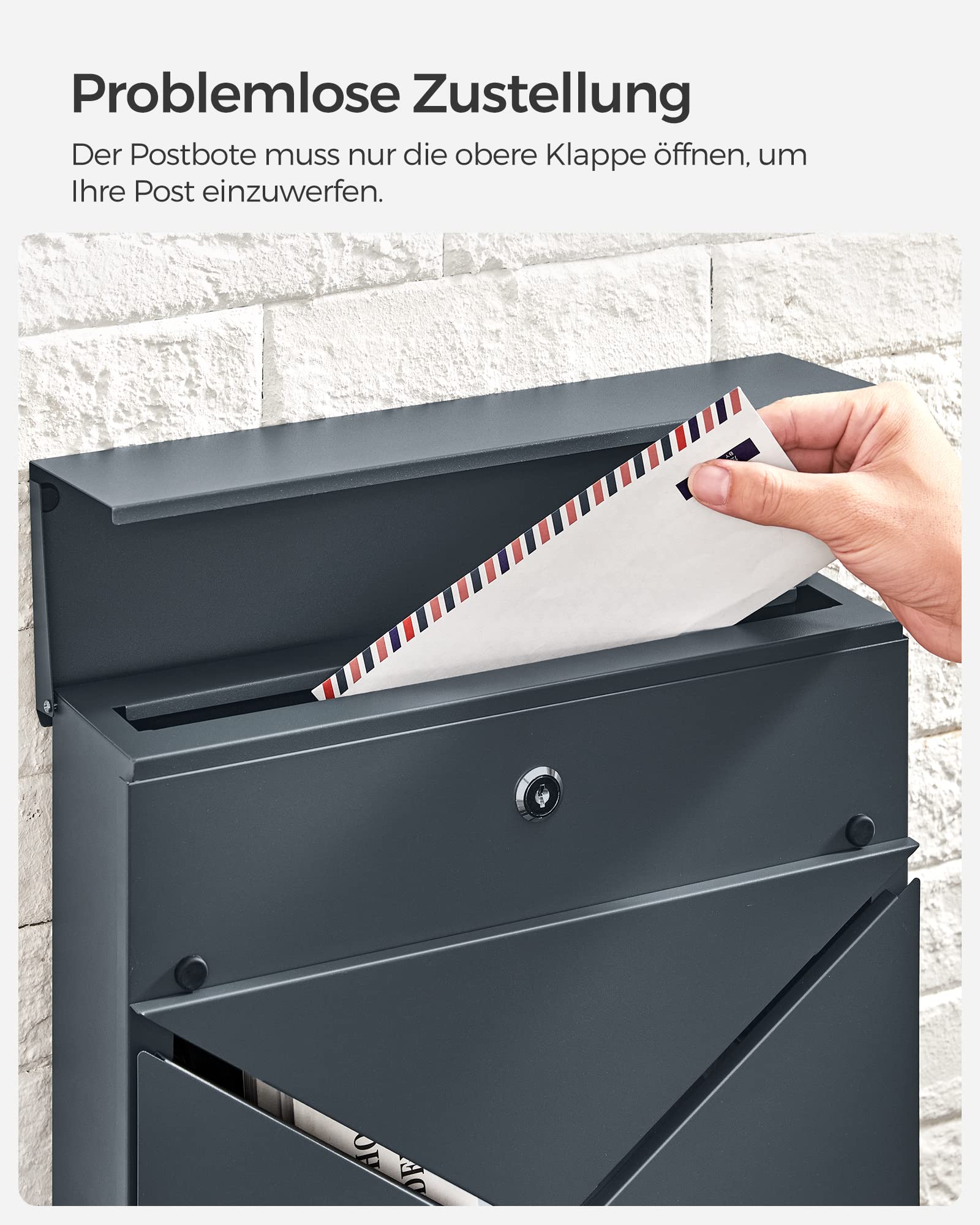 SONGMICS Skrzynka na listy, wizjer w kształcie litery V