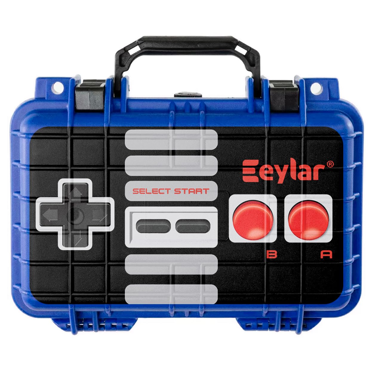 Eylar 11.6” Hard Case for Switch Handheld Game System – Retro Controller Print, Waterproof Travel Storage with Foam, Fits Console & Accessories, Lightweight & Durable (Blue)