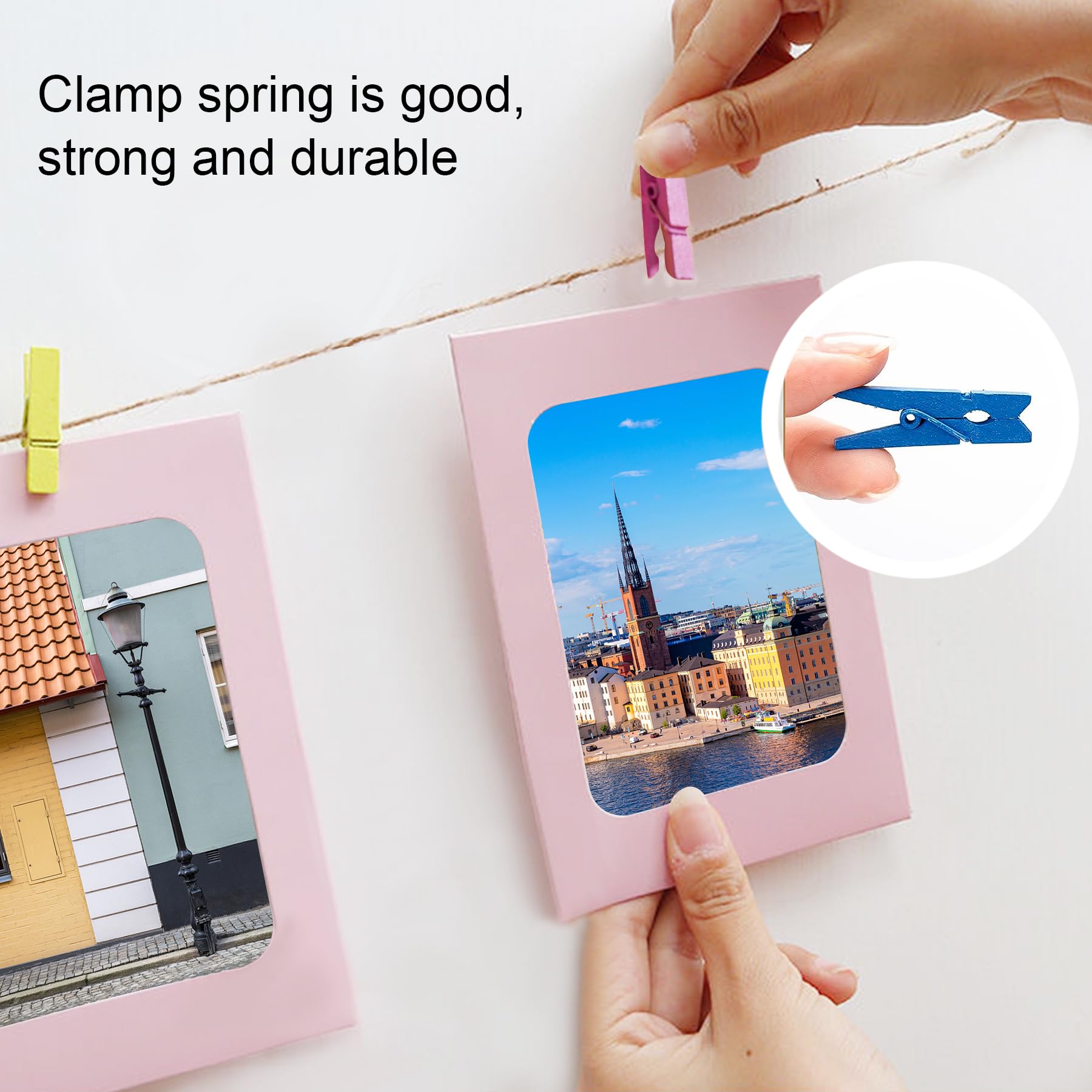Cadre Photo en Carton 11.5x15.5cm DIY 20 Pièces avec Clips et Cordes pour Décoration Murale