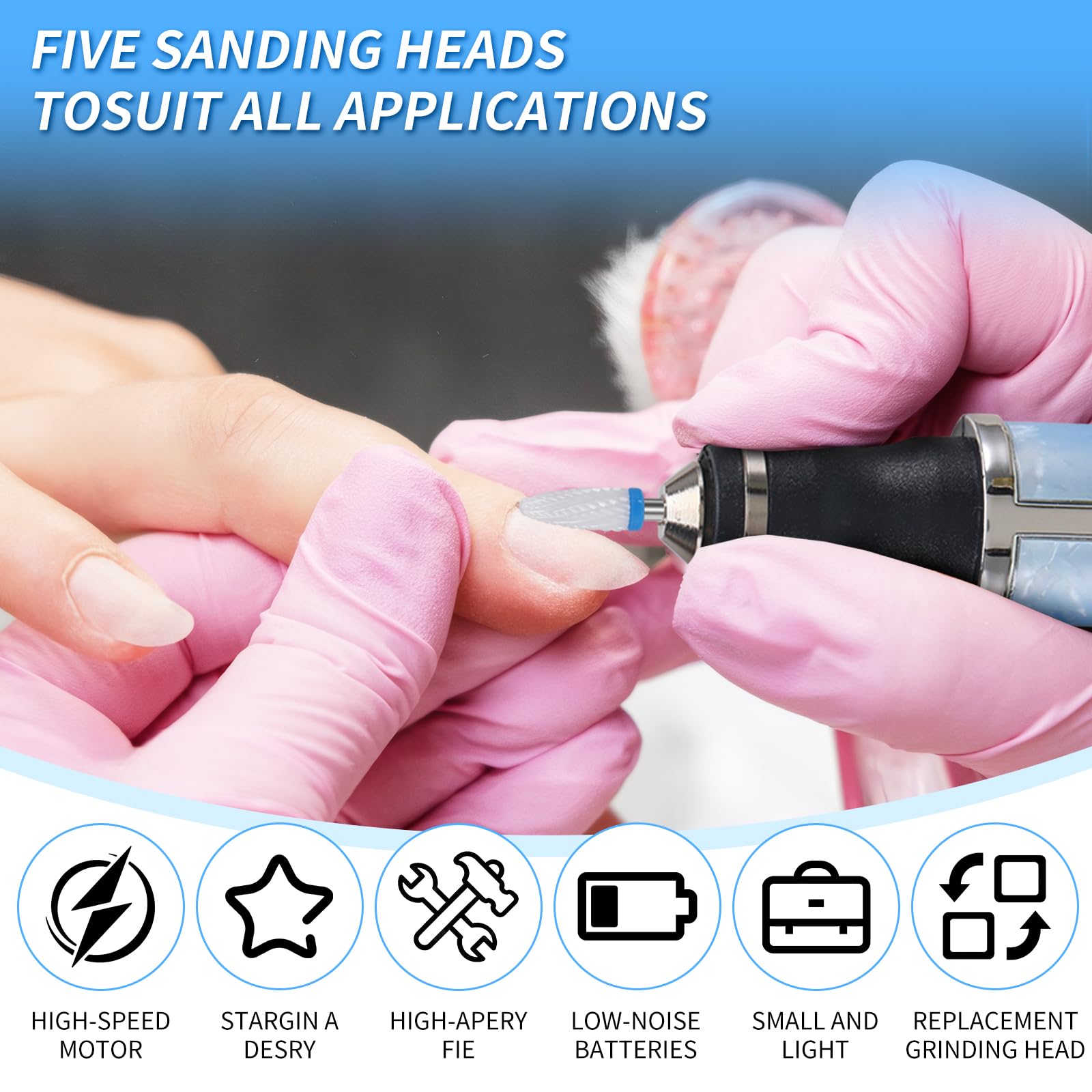 Electric Nail File for Thick Toe Nails 4 Speeds Electric Nail File for Thick Toe Nails Set Toe Nail File Electric Nail Tools for Various Nails and Shapes (18 Grinding Heads) - Image 3