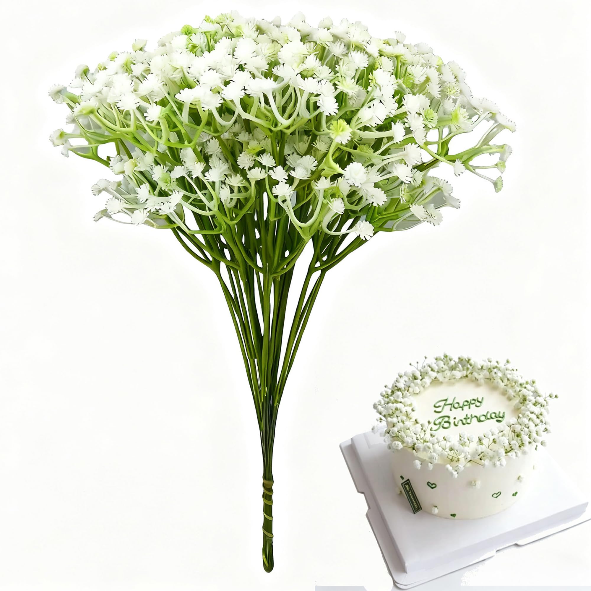 WLHFDC 10Pcs Gypsophila Artificial Flowers White,Faux Flowers That Look Real Touch,Fake Flowers Artificial in Bulk for Wedding,Table Party,Diy Floral Arrangements, Home Decoration