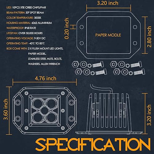 Miniatura 6 de Barra de luz LED de 5 pulgadas, color blanco, amarillo, para camión, ATV, 4 x 4, barco, coche, 3000 K, 6000 K, luces antiniebla LED