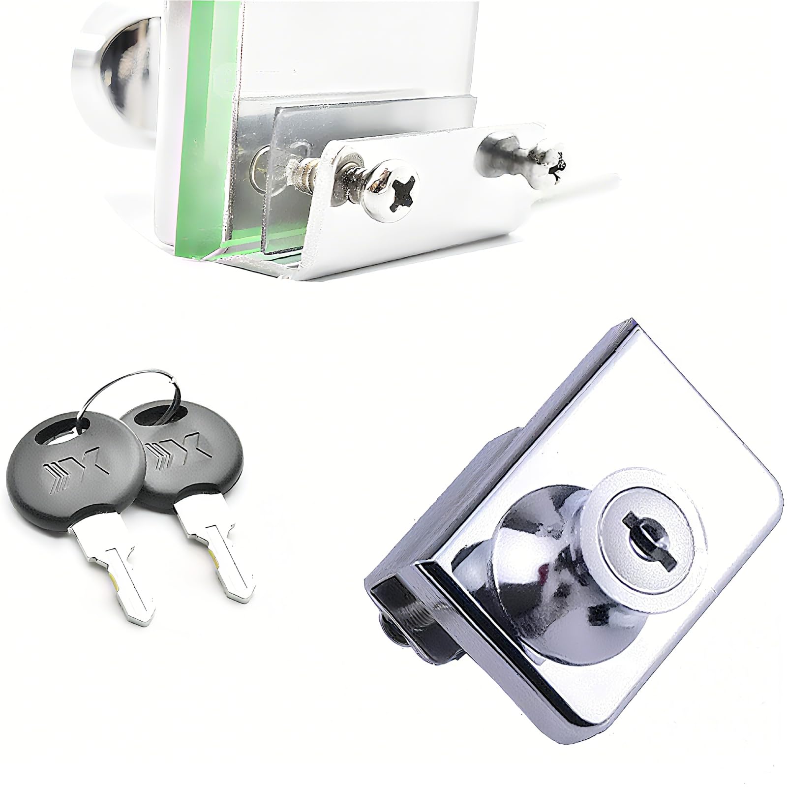 Serratura Per Porte In Vetro, Serratura Per Vetrine, Serrature Di Sicurezza A Doppia O Singola Apertura Per Porte In Vetro Da 5 8 Mm Chiave Separata Non Richiede Foratura Lega Di Zinco 92883941