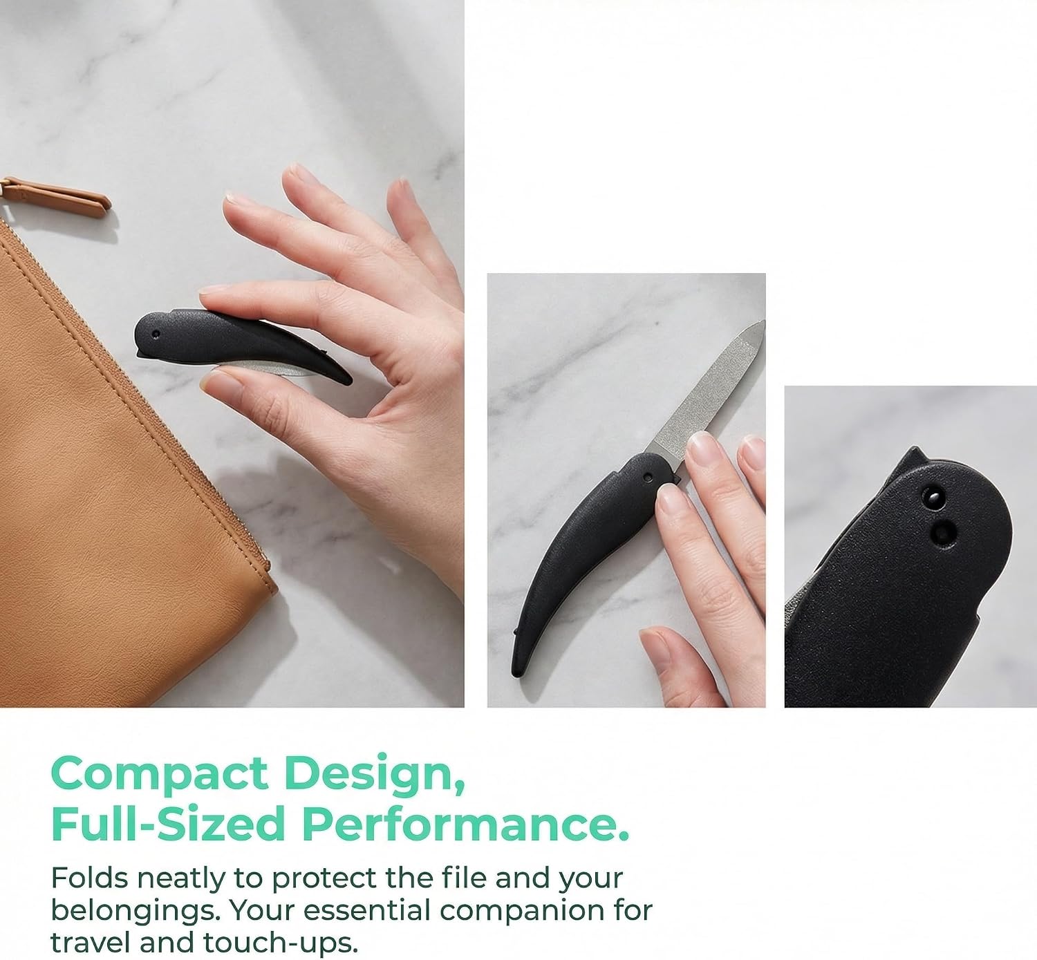 6pcs Mini Nail File Set Folding Foldable Steel Files for Natural Nails Keychain Accessories for Men Hand Pedicure Metal Fingernail Tool Finger File in Compact Portable Size