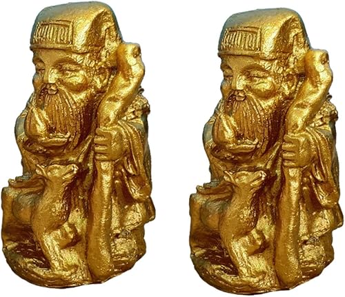 SAFIGLE 2 unids Dios de la riqueza Fengshui Decoración de la riqueza Caishen Figura CAI Shen Statu Mascota Arte Estatua China Regalo de la Riqueza