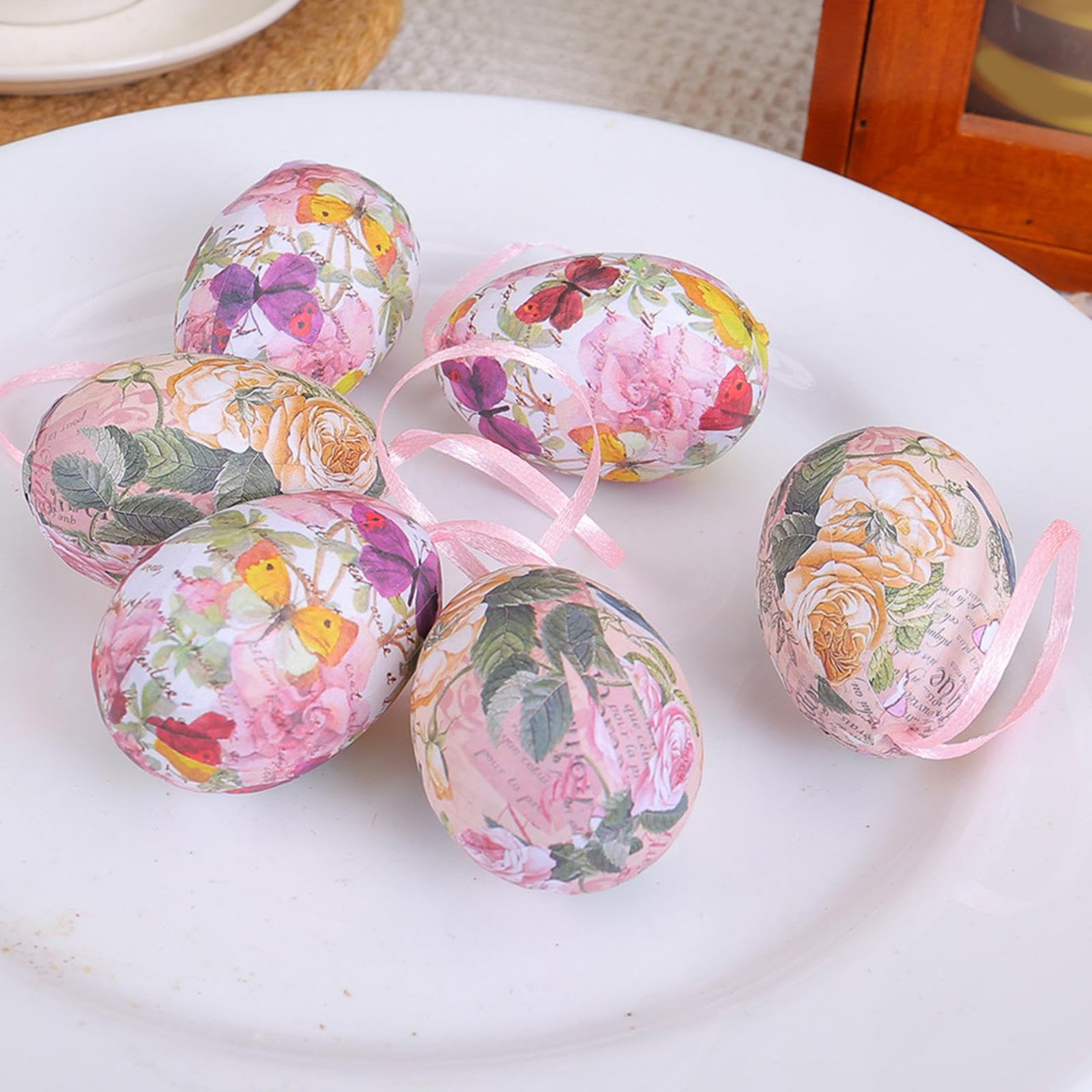 rockible Uova di Pasqua Decorative Da Appendere, 5x6 Cm, Ciondoli, Riempitivi per Cestini Pasquali, Uova Decorative Colorate, Graziosa Decorazione per L'al, 6 pezzi