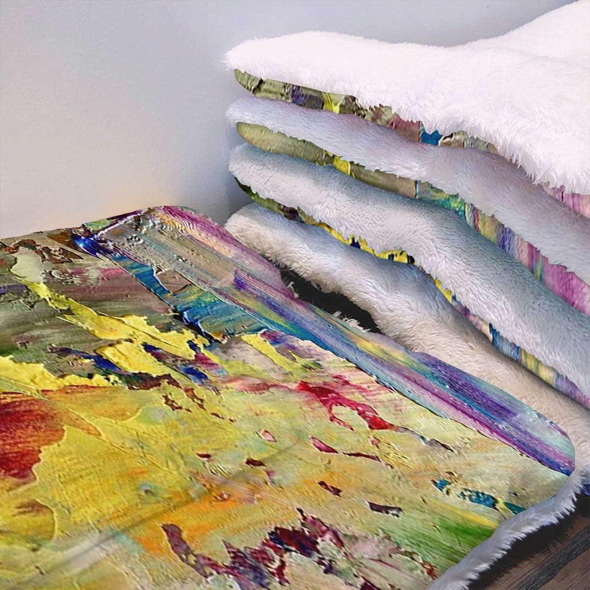 review Multicolor Cat and Dog Self Heating Pad Oil Painting Style Abstract Watercolors Print Soft Plush Autumn Winter Thermal Pet Bed Snooze Sleeping for Kittens Puppies Rabbits Pastel 25
