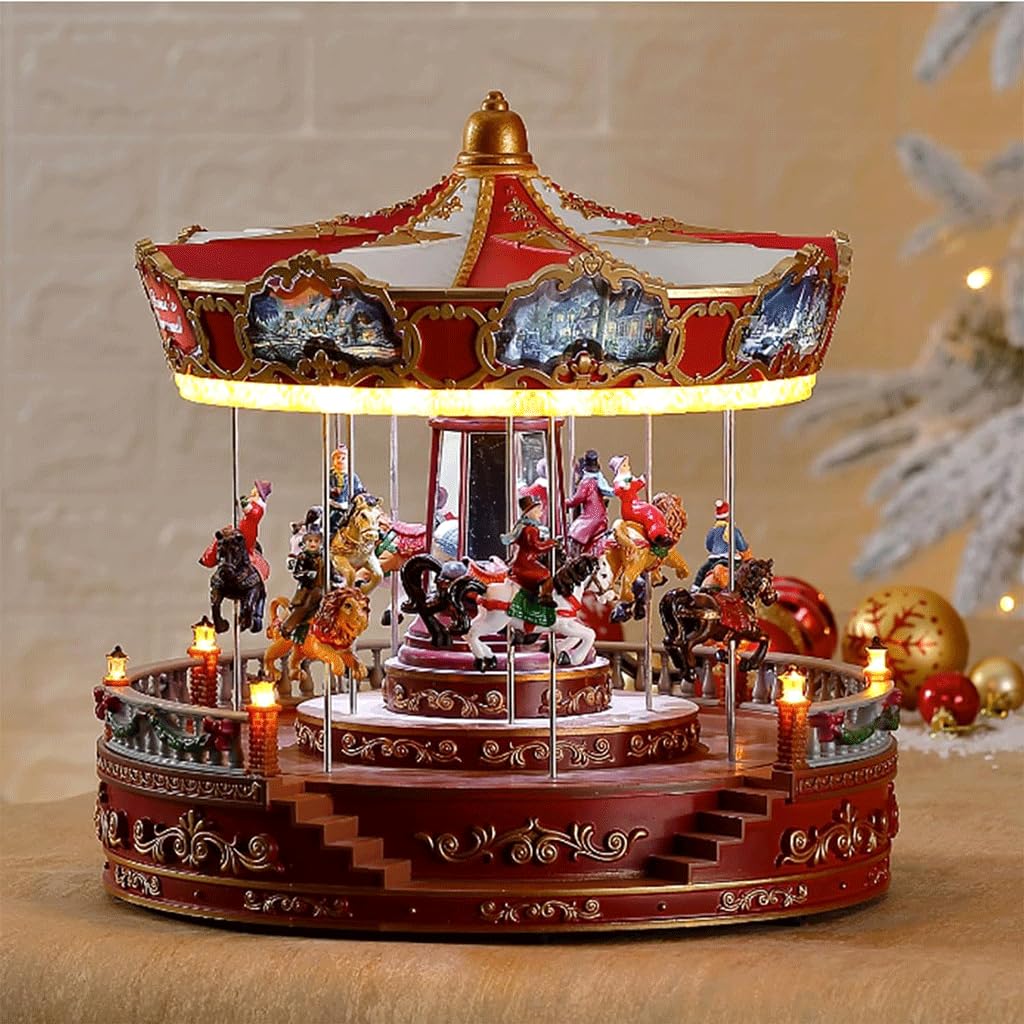Caja de música con carrusel LED LAFSFBDF y gran parque de atracciones para decoración