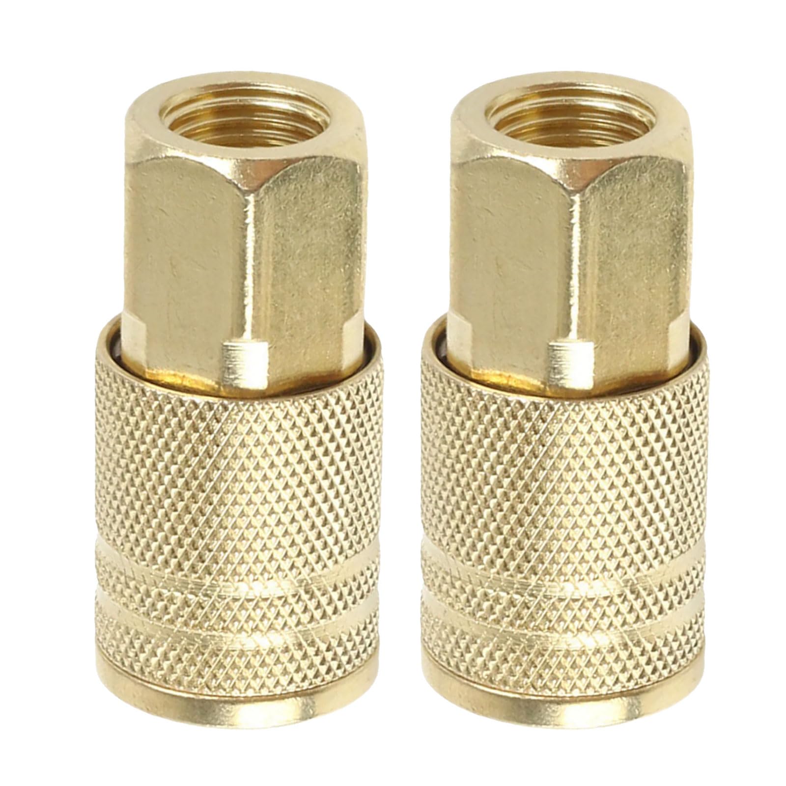 Zyouqi Men's Internal Thread 2Pcs Quick Connector Pneumatic For Air Compressor Gold Thread 1/4 Coupling Connector Coupler Practical Industrial Air Coupling
