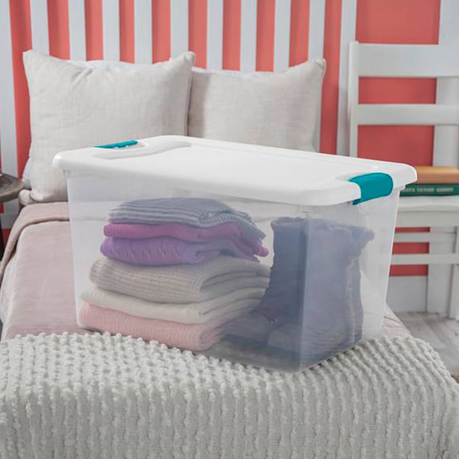 Sterilite 64 Qt Latching Storage Box, Stackable Bin with