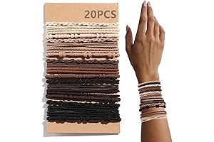 20 PCS Boho Hair Ties for Women: No-Damage, Anti-Slip Accessories for Ponytails and Bracelets