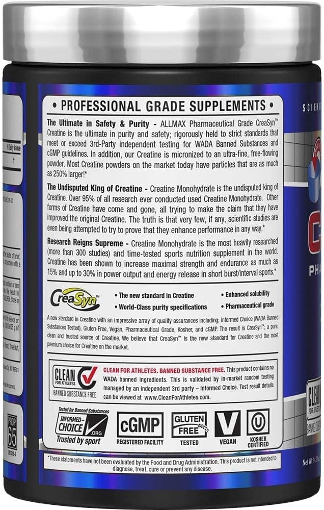 ALLMAX Nutrition - Creatine Monohydrate, Micronized Creatine Powder for Strength and Muscle Recovery, Gluten Free & Fast Absorbing 400g : Health & Household
