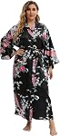 Women's Plus Size Long Satin Robes Plus Size Long Silk Robes Kimonos Sleepwear Dressing Gown