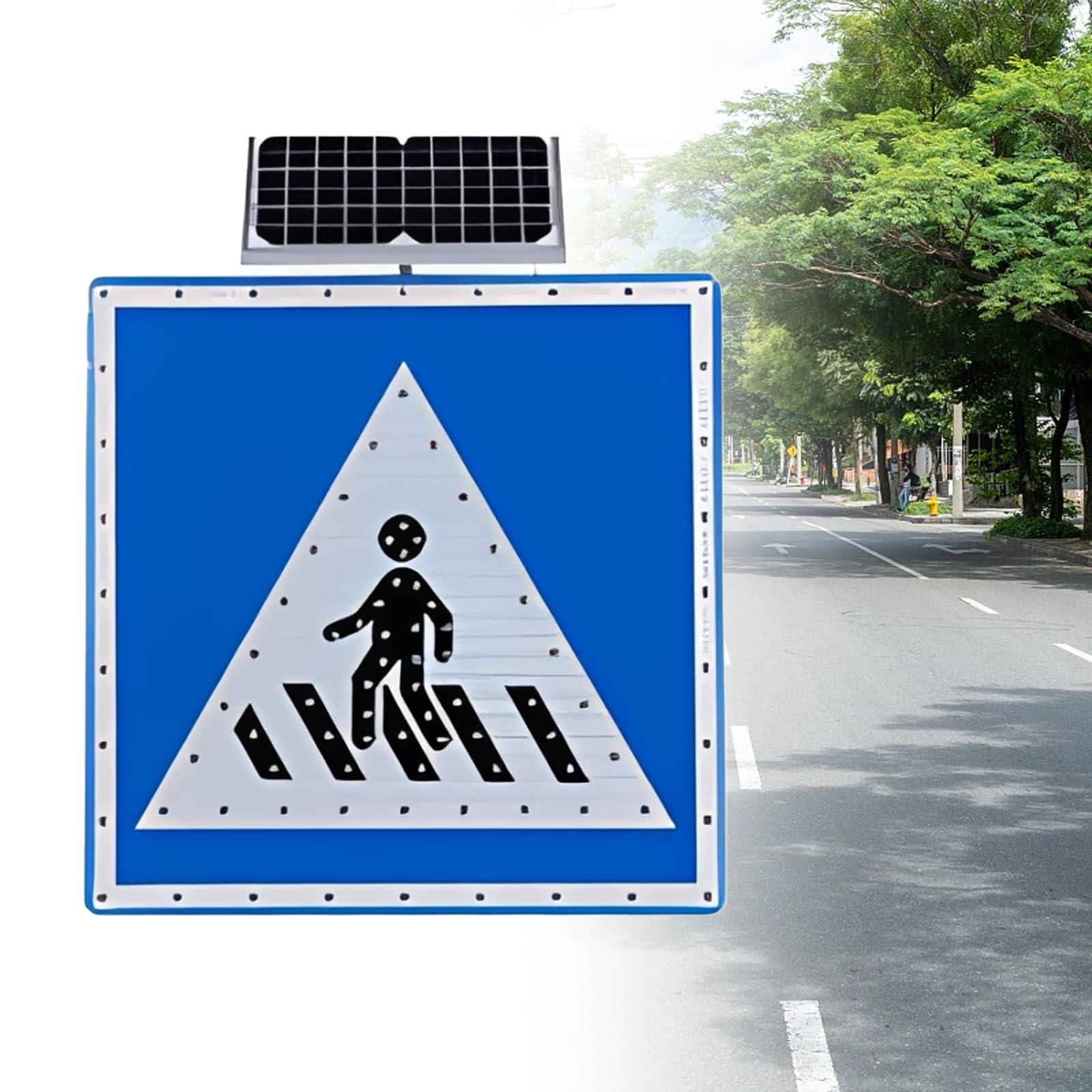 Segnale Pedonale Solare, Segnale di Attraversamento Pedonale Solare da,Pellicola Riflettente di Qualità Industriale,da Utilizzare All'interno Dell'area Dello Stabilimento