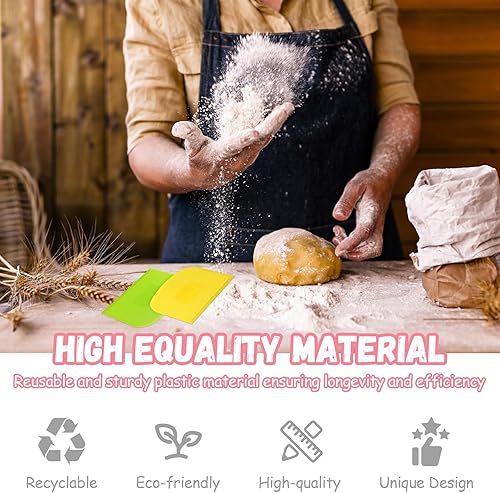 Miniatura 4 de 24 piezas de raspador de banco de plástico con escala flexible raspador de masa multiusos, raspador de tazón, cortador de masa de pasteles, espátula