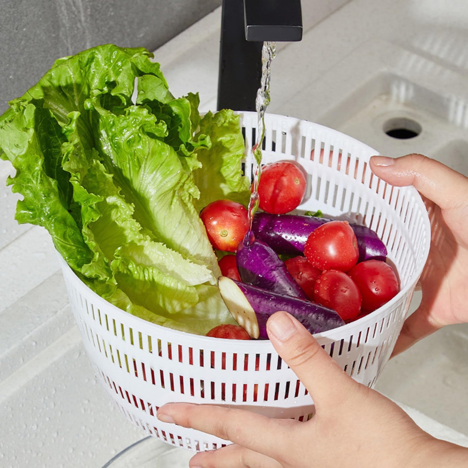 Generic Centrifugador eléctrico de ensalada, secadora de frutas y verduras de 4 L (gris)