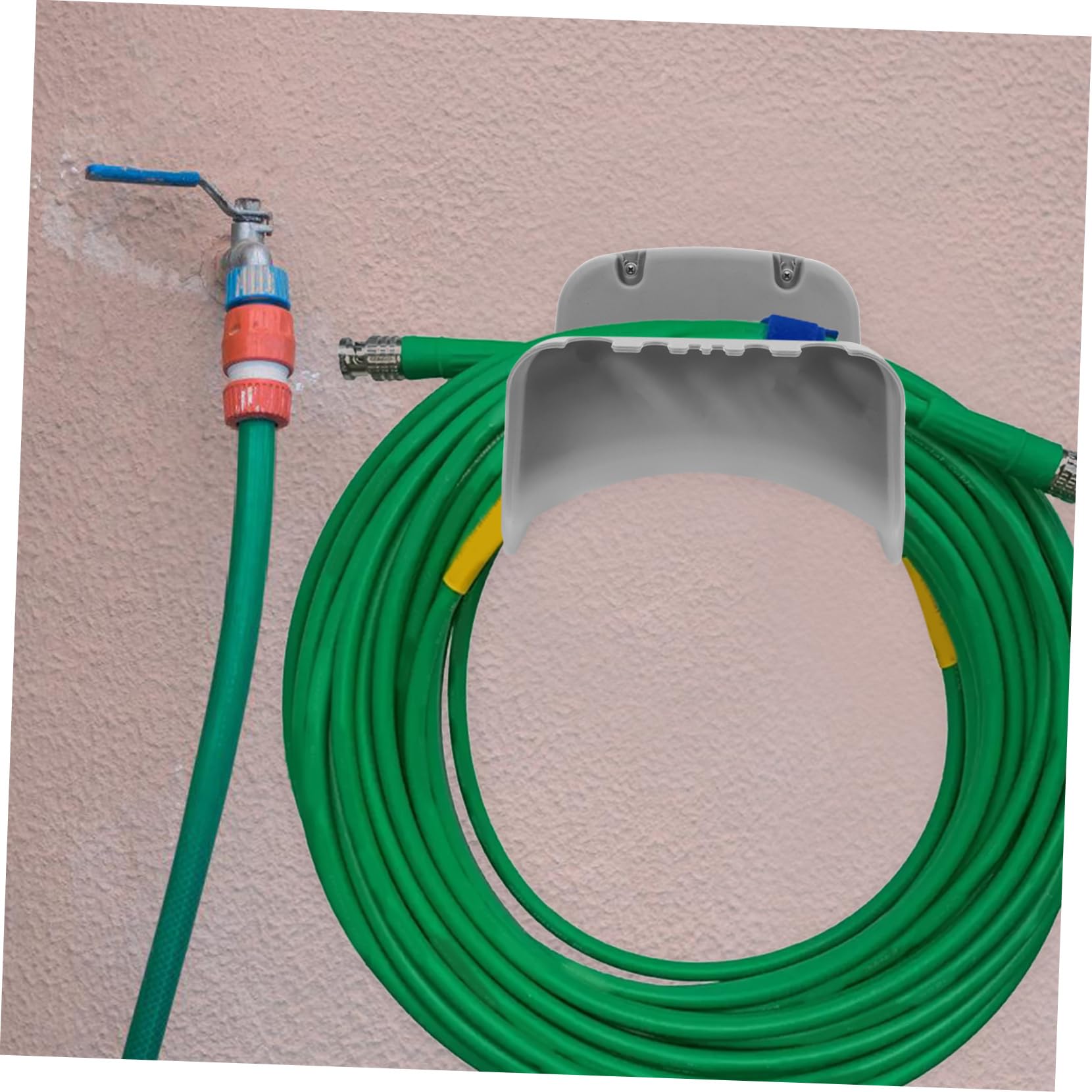 BESTonZON Rohrgestell Gartenschlauchhalter zur Wandmontage Wasserschlauchhalter für draußen Lochmarkierungswerkzeug zum Aufhängen an der Wand Gartenschlauchtrommel pp Grey