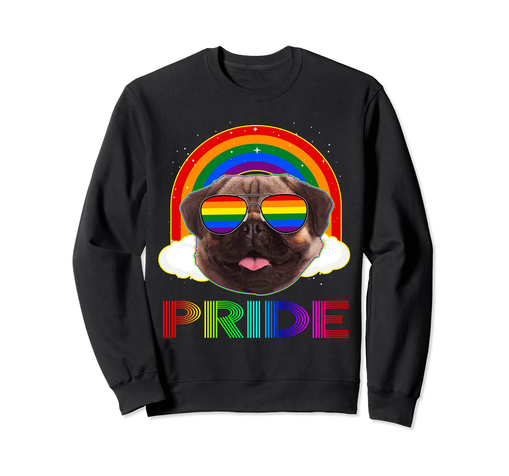 Pug Dog LGBT Rainbow Gay Lesbian Funny LGBT Pride Sweatshirt, Black