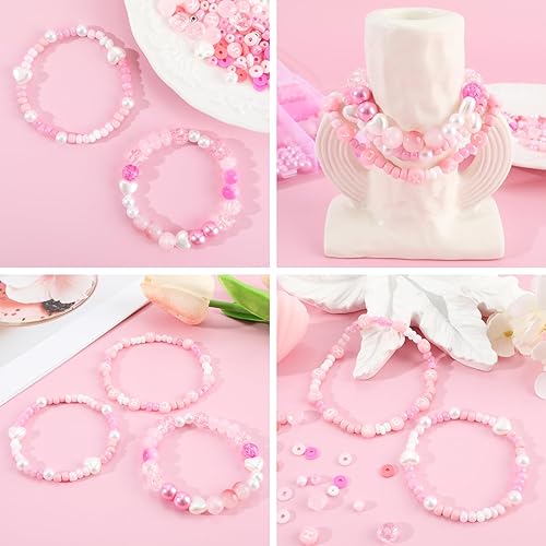 Vista 66 de Juego de 2600 cuentas de poni, juego de cuentas Kandi arcoíris de 18 colores, kit de fabricación de joyas de plástico mate multicolor para Rainbow