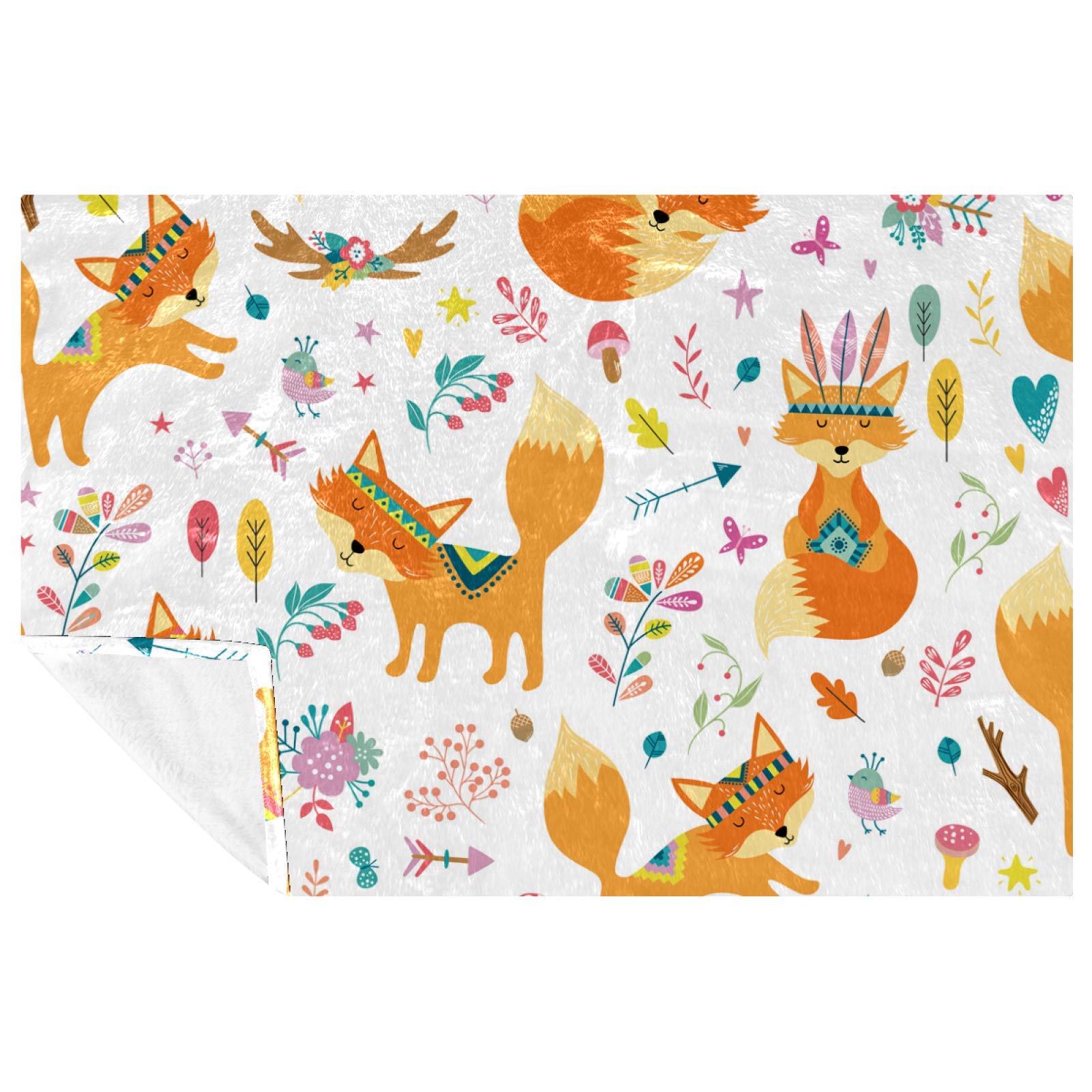 Couverture chaude contre le froid pour canapé et lit motif renard flèche